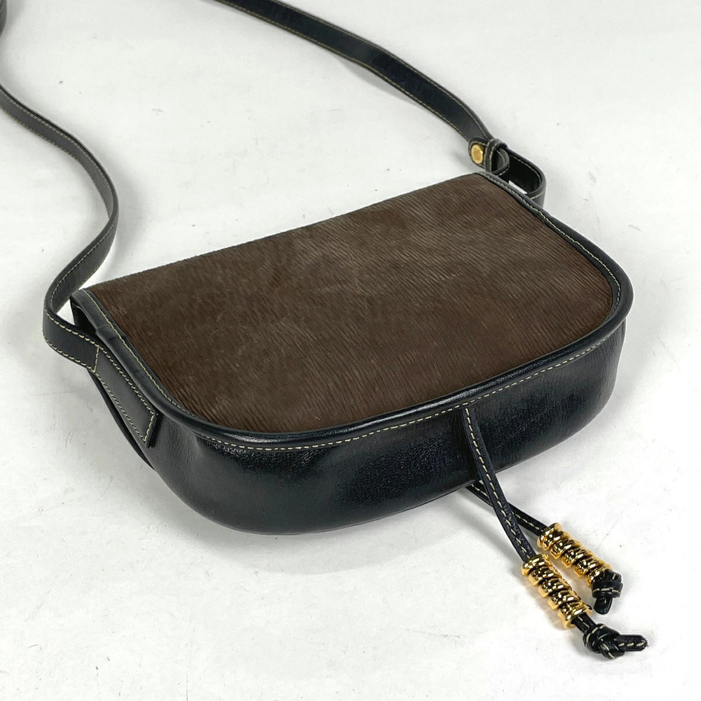 Loewe Leather Bag Velzquez Brown Shoulder Black Logo